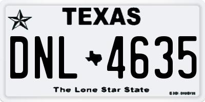 TX license plate DNL4635