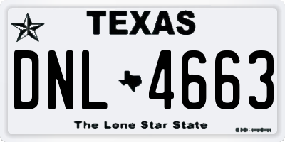 TX license plate DNL4663