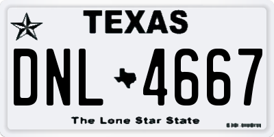 TX license plate DNL4667