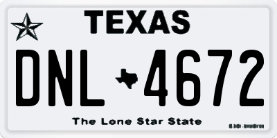 TX license plate DNL4672