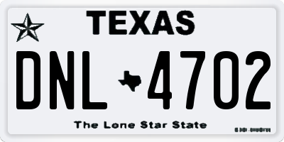 TX license plate DNL4702