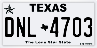 TX license plate DNL4703