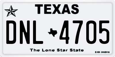TX license plate DNL4705