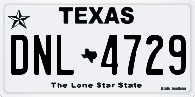 TX license plate DNL4729