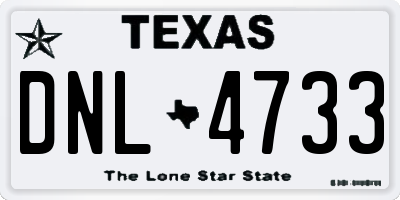 TX license plate DNL4733