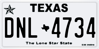 TX license plate DNL4734