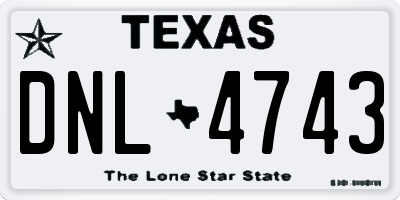 TX license plate DNL4743