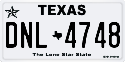 TX license plate DNL4748