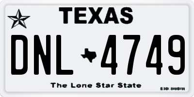 TX license plate DNL4749