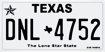 TX license plate DNL4752