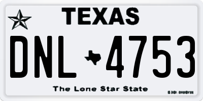 TX license plate DNL4753