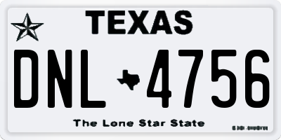 TX license plate DNL4756