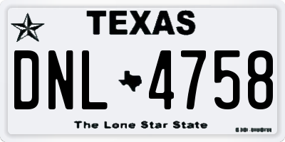 TX license plate DNL4758
