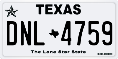 TX license plate DNL4759