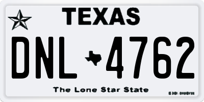 TX license plate DNL4762