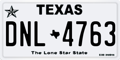TX license plate DNL4763