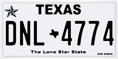 TX license plate DNL4774