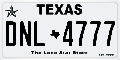 TX license plate DNL4777