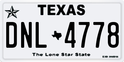 TX license plate DNL4778