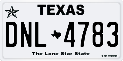 TX license plate DNL4783