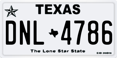 TX license plate DNL4786