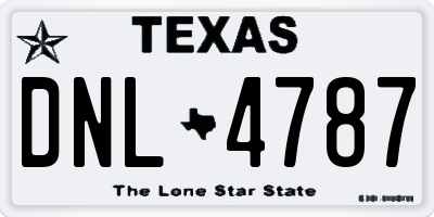 TX license plate DNL4787