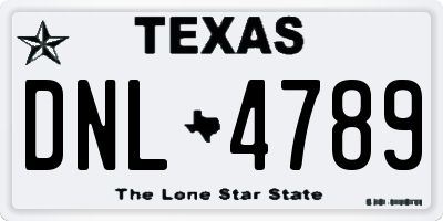 TX license plate DNL4789