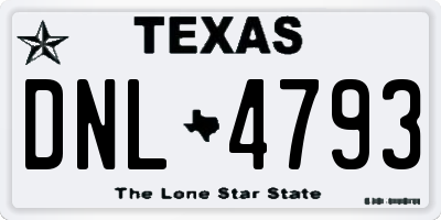 TX license plate DNL4793