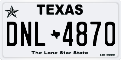 TX license plate DNL4870