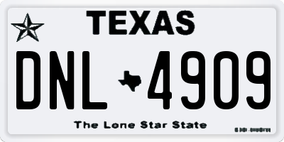 TX license plate DNL4909