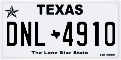 TX license plate DNL4910