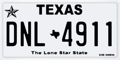TX license plate DNL4911