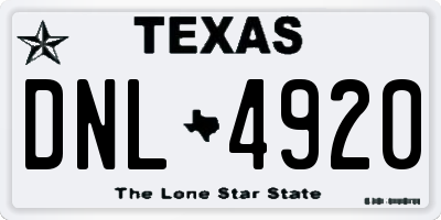 TX license plate DNL4920