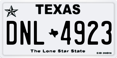 TX license plate DNL4923