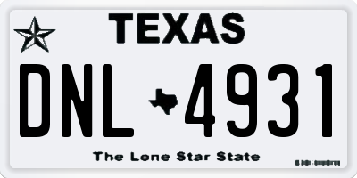 TX license plate DNL4931