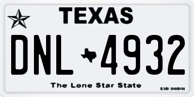 TX license plate DNL4932