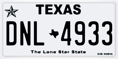 TX license plate DNL4933