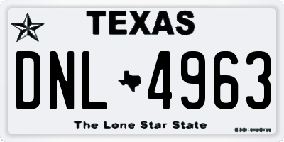 TX license plate DNL4963