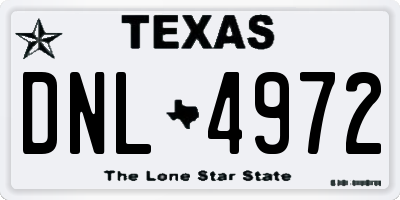 TX license plate DNL4972