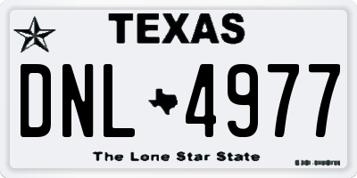 TX license plate DNL4977