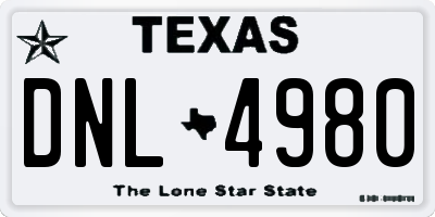 TX license plate DNL4980