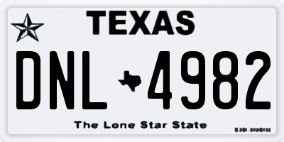 TX license plate DNL4982