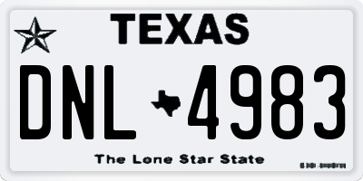 TX license plate DNL4983