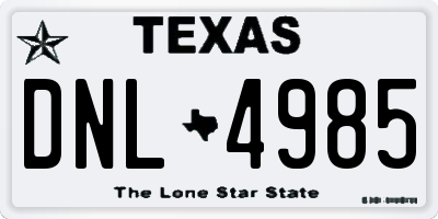 TX license plate DNL4985