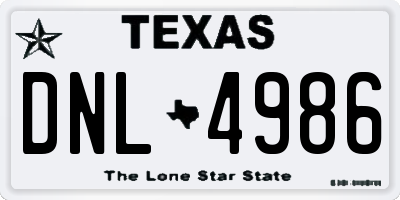 TX license plate DNL4986