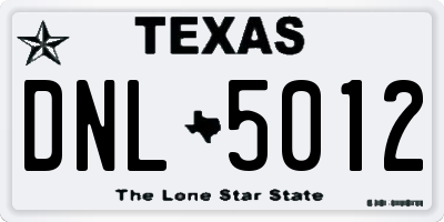 TX license plate DNL5012