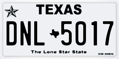 TX license plate DNL5017