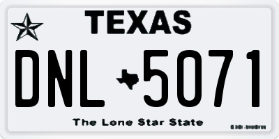 TX license plate DNL5071