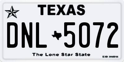 TX license plate DNL5072