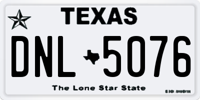 TX license plate DNL5076